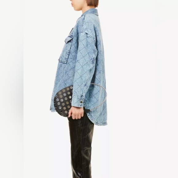 NWT Good American Quilted Relaxed Fit Denim Shacket - Picture 2 of 8